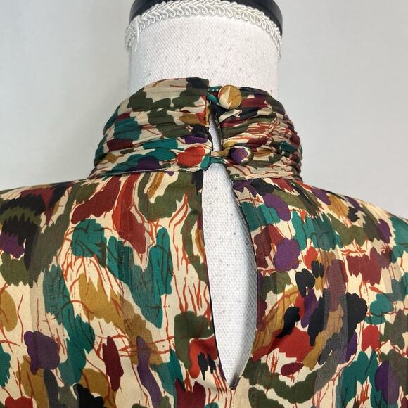 Vintage Notations Blouse sz 10 Orange Green Purple Career Shoulder Pads 90's Y2K - Picture 10 of 12